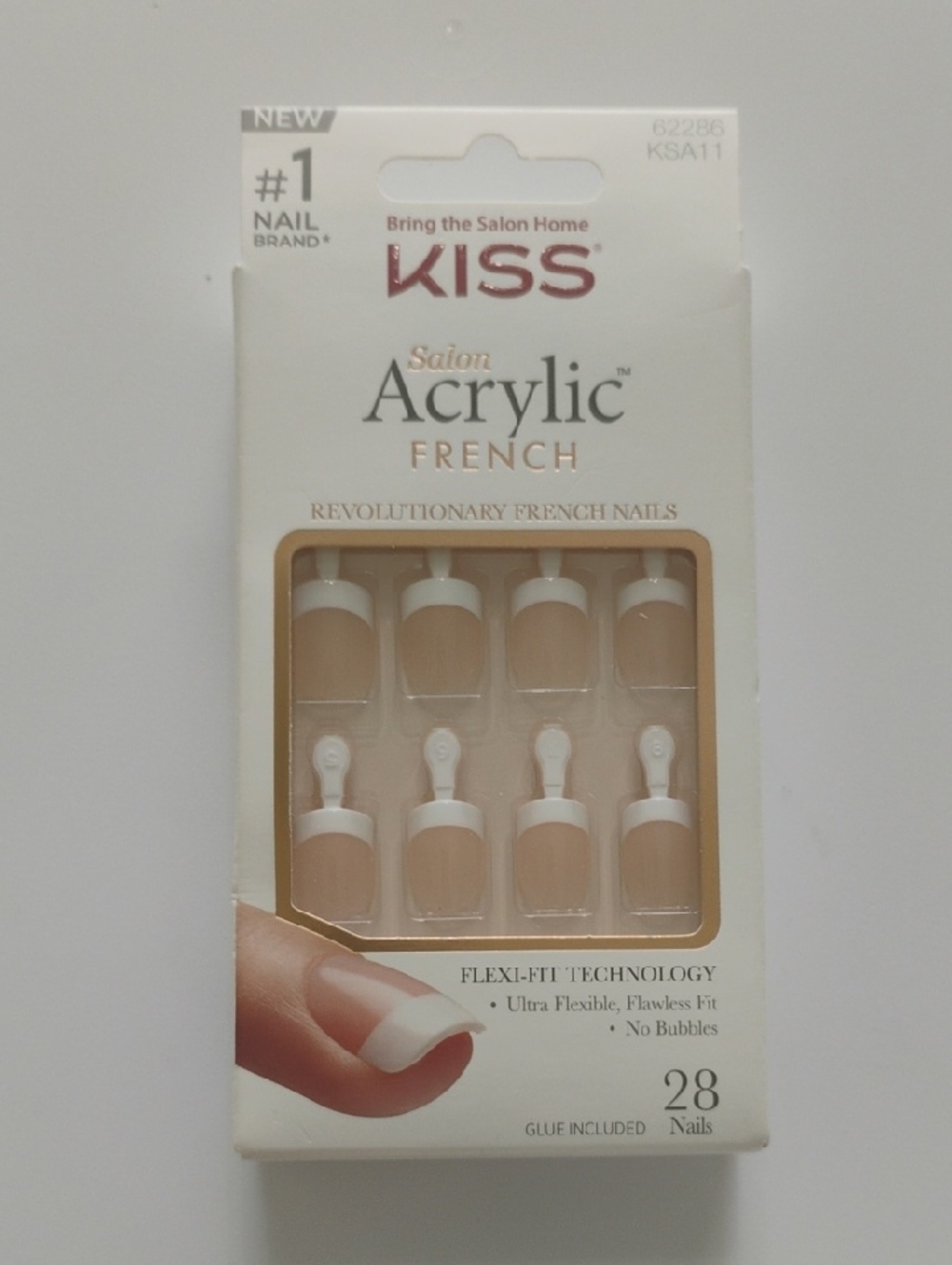 Kiss Salon Acrylic French Press-On Nails - White & Nude